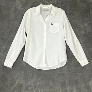 Abercrombie and Fitch Icon Oxford Shirt Womens S White Preppy Career